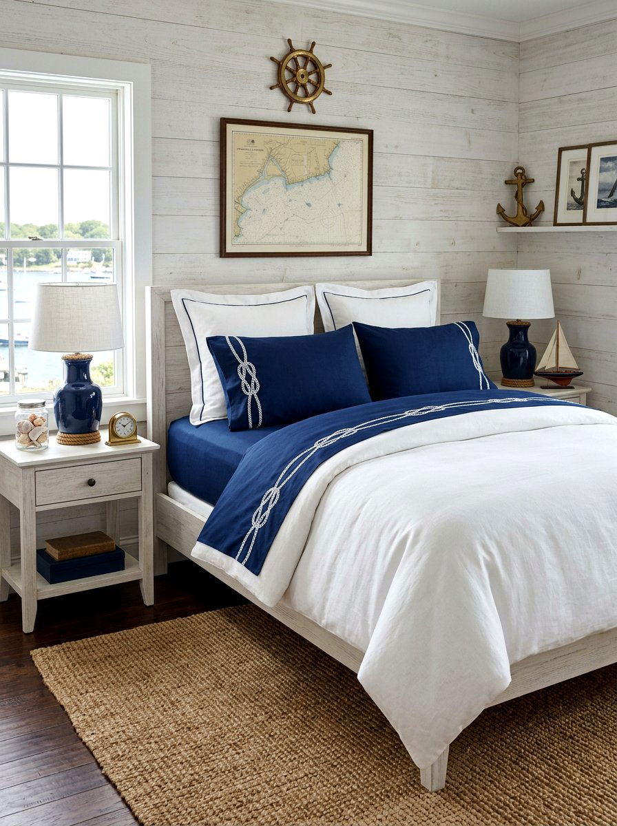 Navy contrast sheets - 30 embroidered bedding ideas