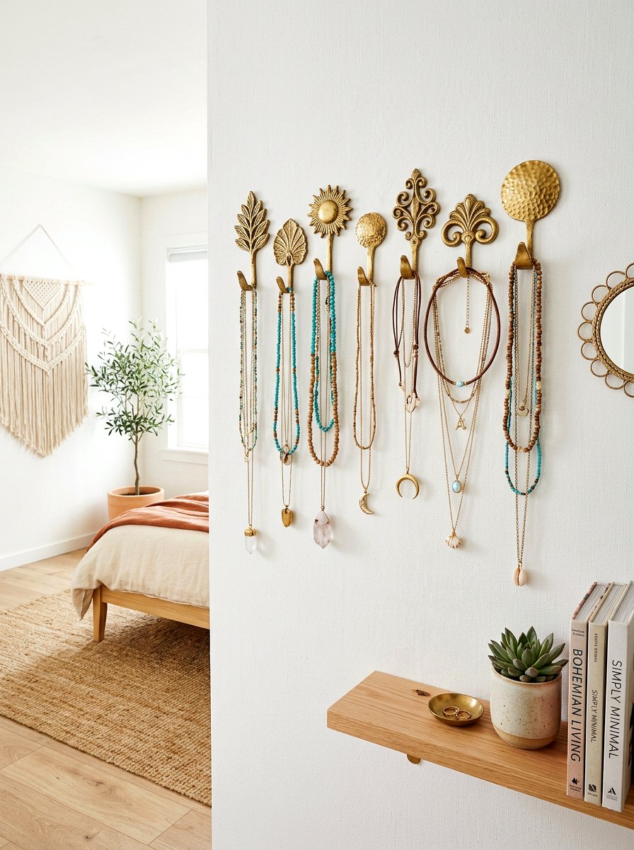 Necklace Wall Hooks - 30 jewelry storage ideas