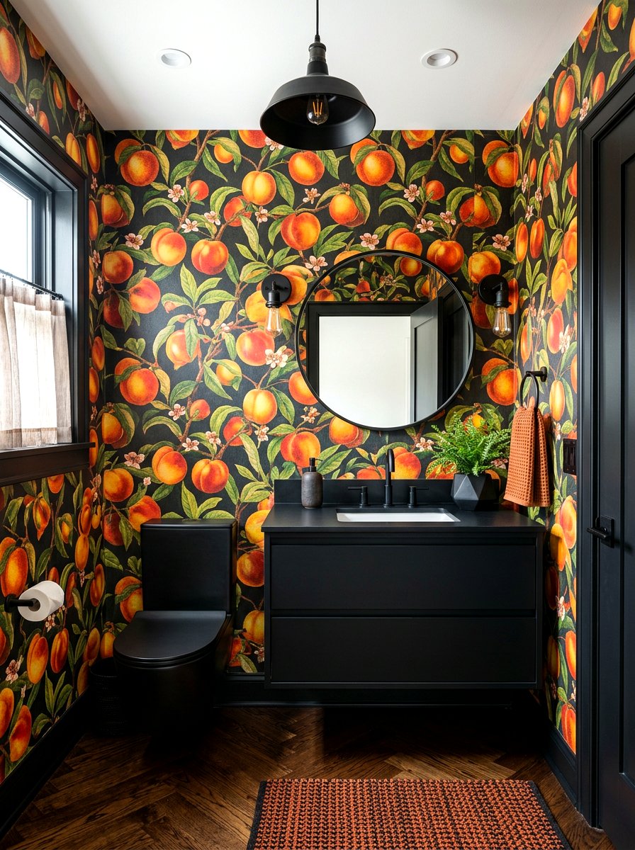 Nectarine Wallpaper - 30 fruit wallpaper powder room ideas