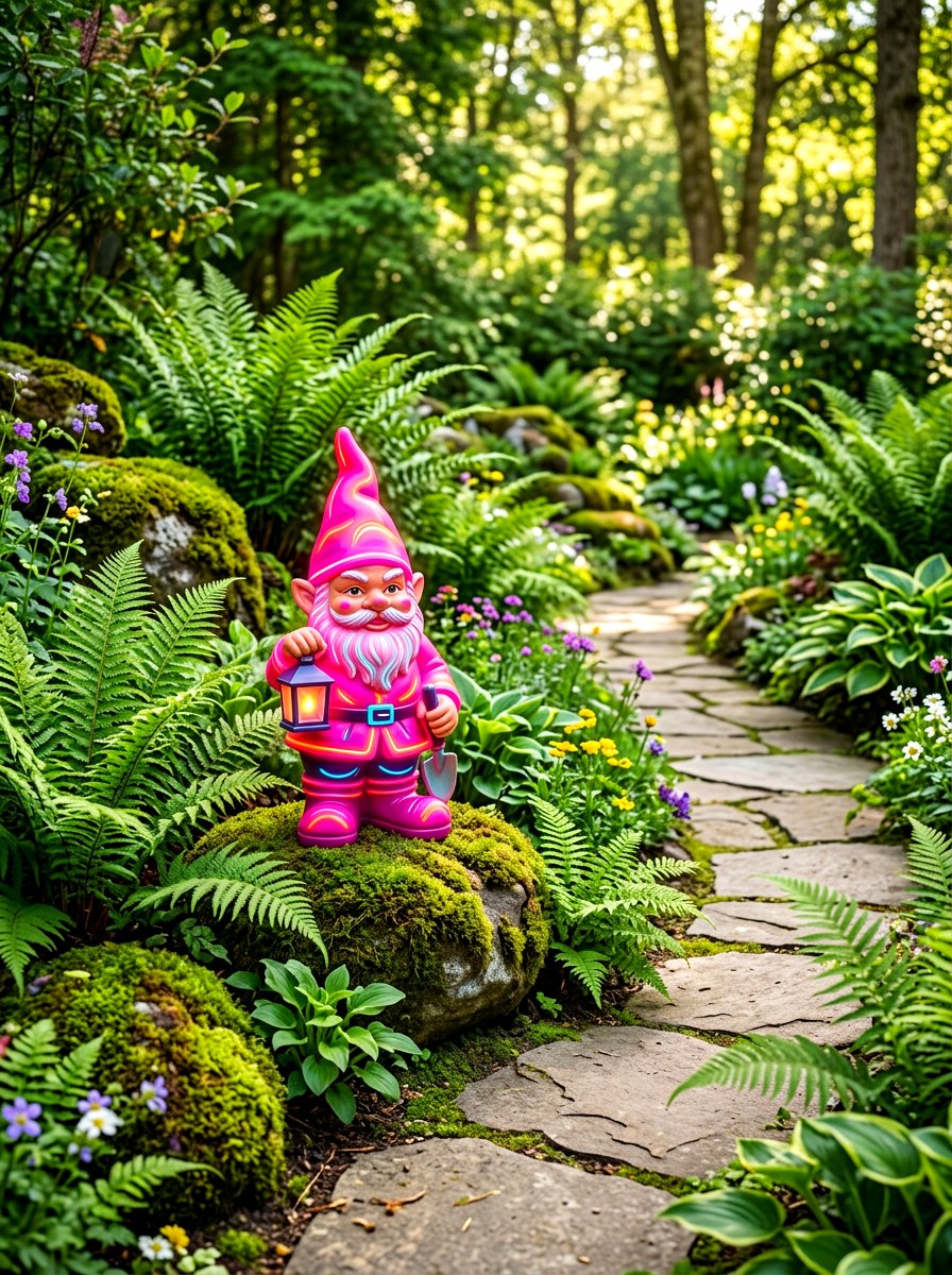 Neon Garden Gnome - 30 colorful garden decor ideas