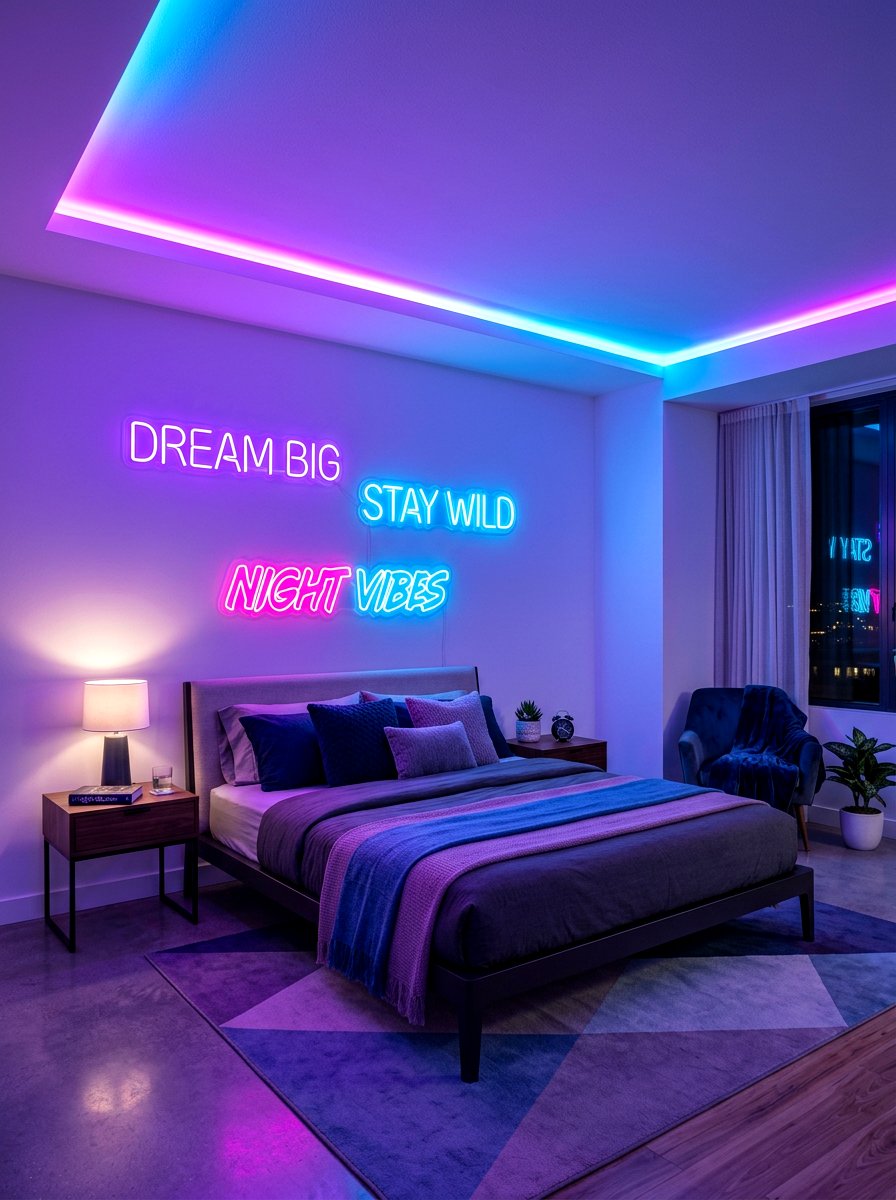 Neon Light Bedroom - 30 teen bedroom ideas