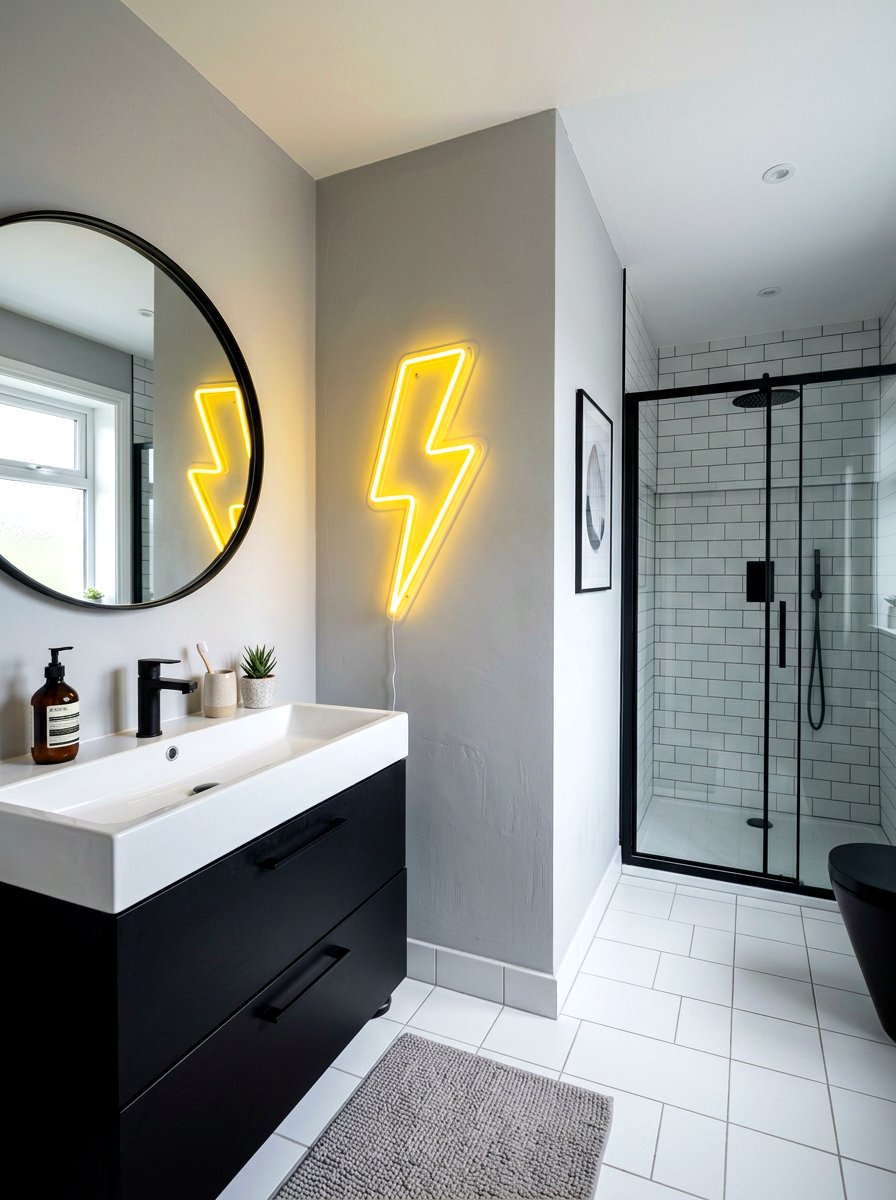Neon Light Sign - 30 kids bathroom decor ideas
