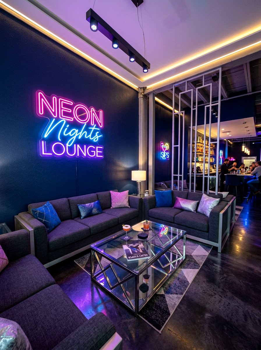 Neon Lounge - 30 playful apartment decor ideas