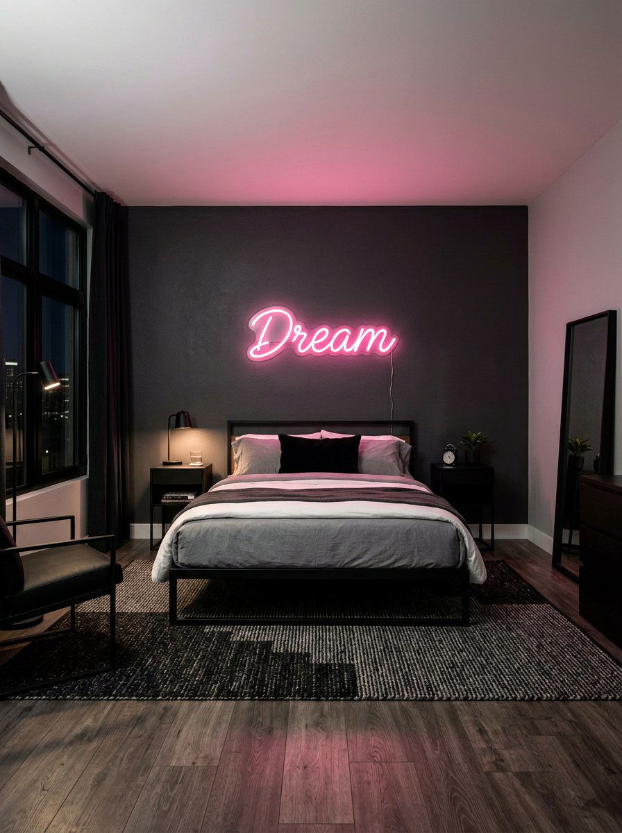 Neon Sign Bedroom - 30 cute bedroom decor ideas