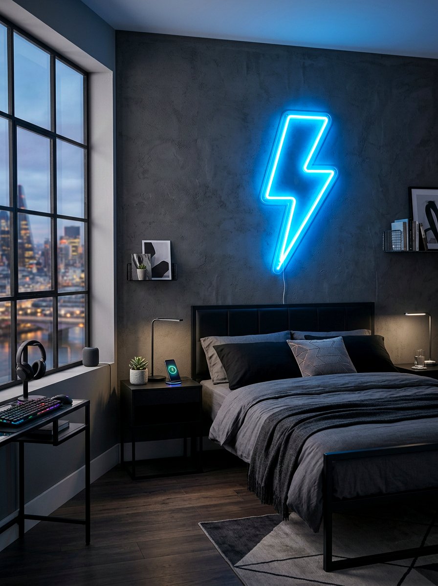 Neon Sign Decor - 30 tween boy bedroom ideas
