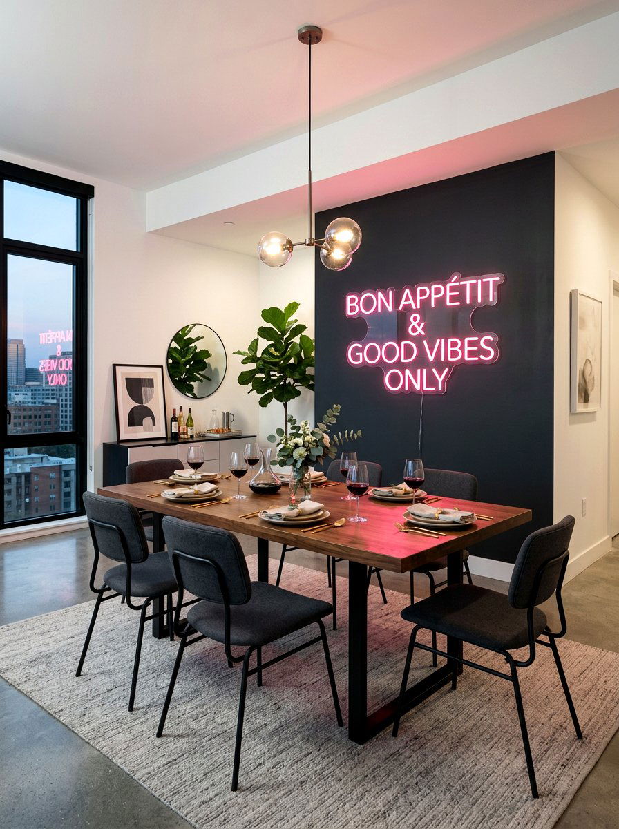 Neon Sign Decor - 30 dining room wall art ideas