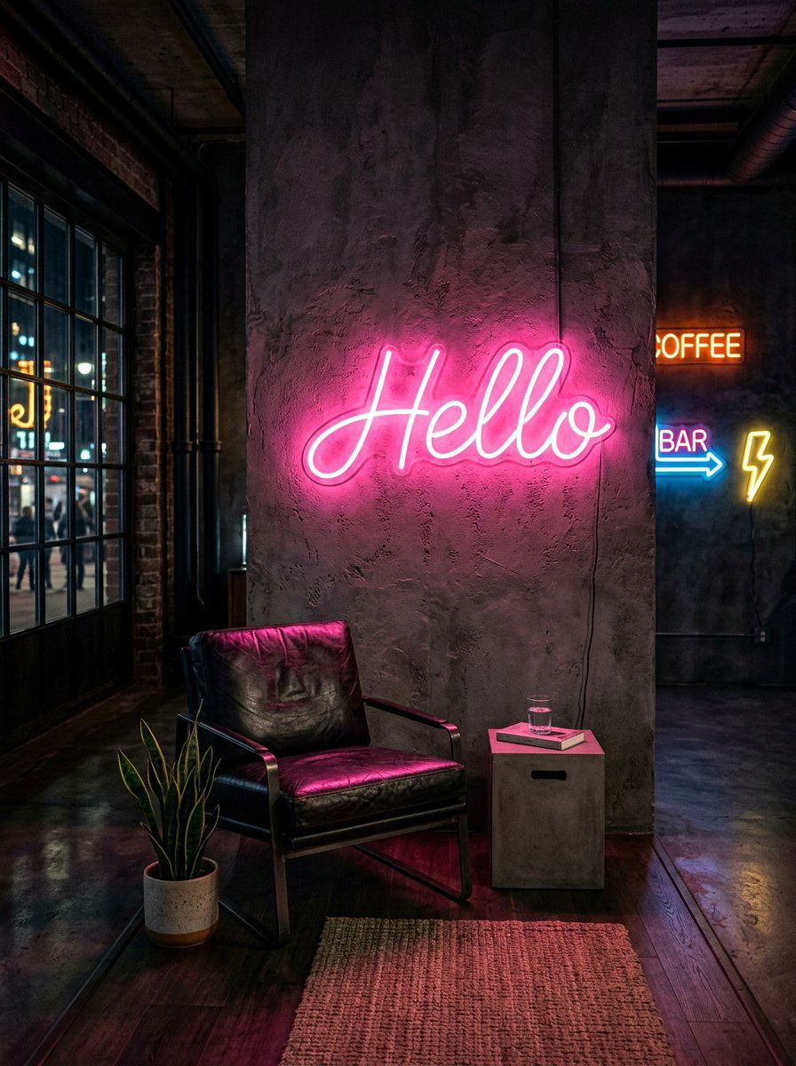 Neon Sign Wall - 30 styled corner for photos ideas