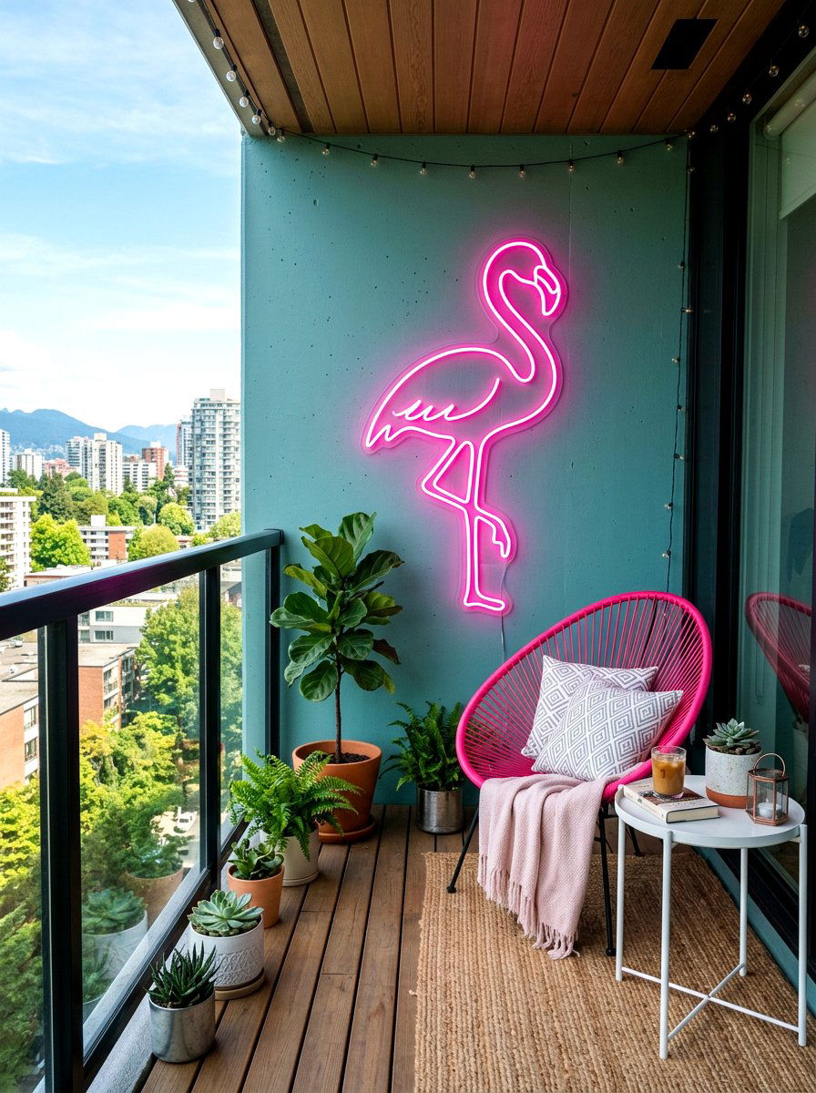 Neon Wall Signs - 30 apartment patio lighting ideas