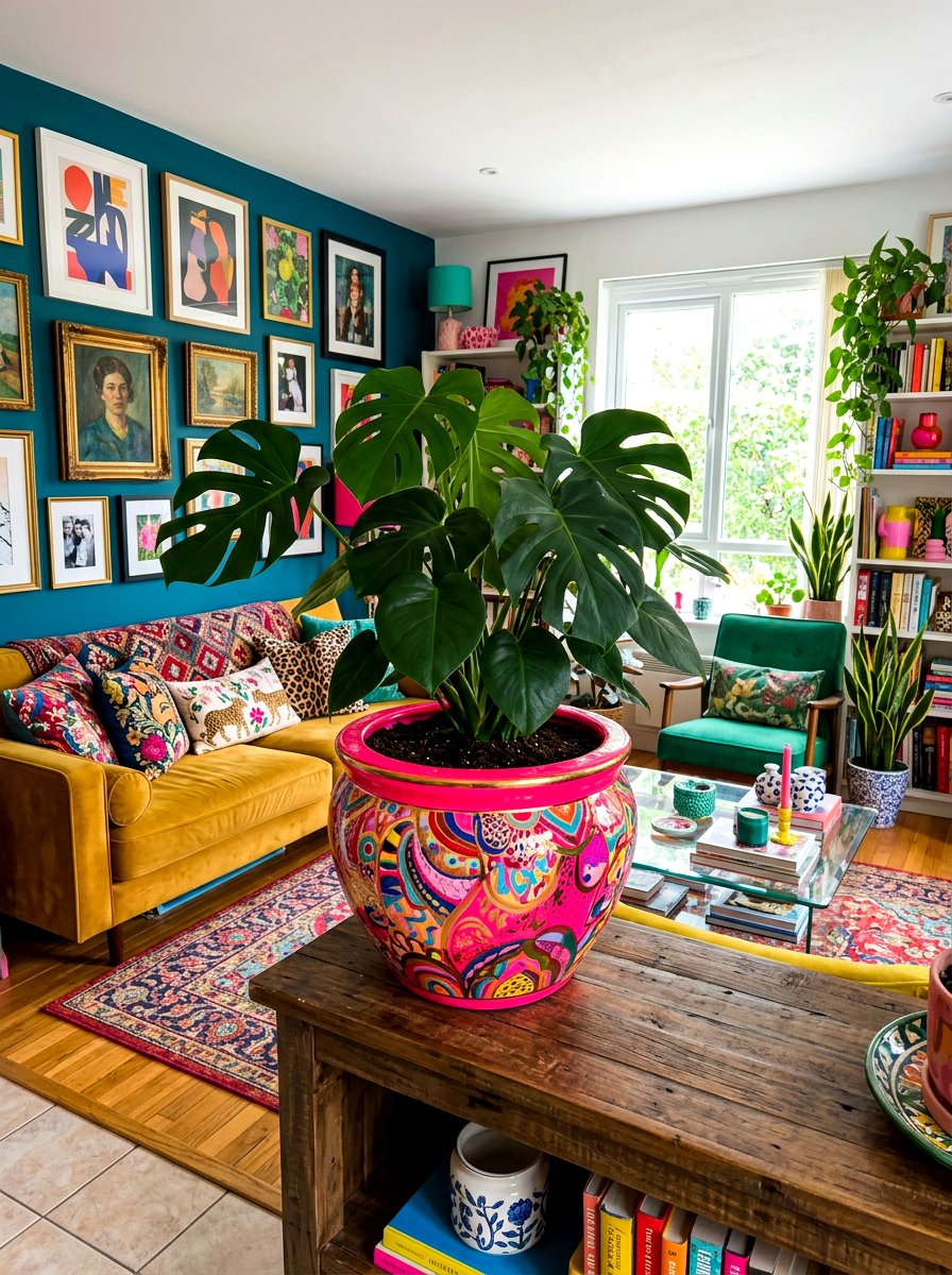 Neon bright flower pot - 30 painted flower pot ideas