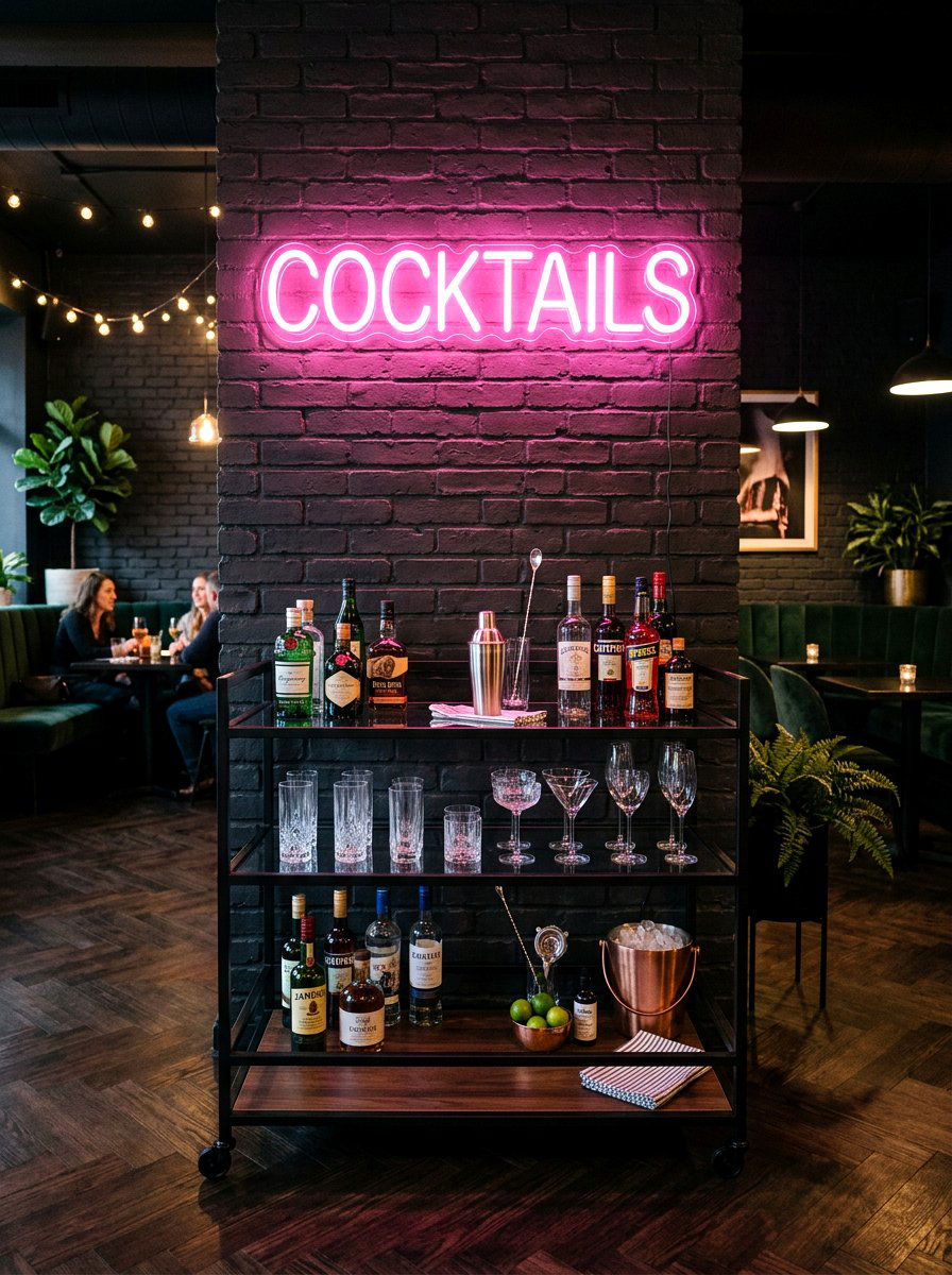 Neon sign bar lighting - 30 cocktail nook ideas aesthetic