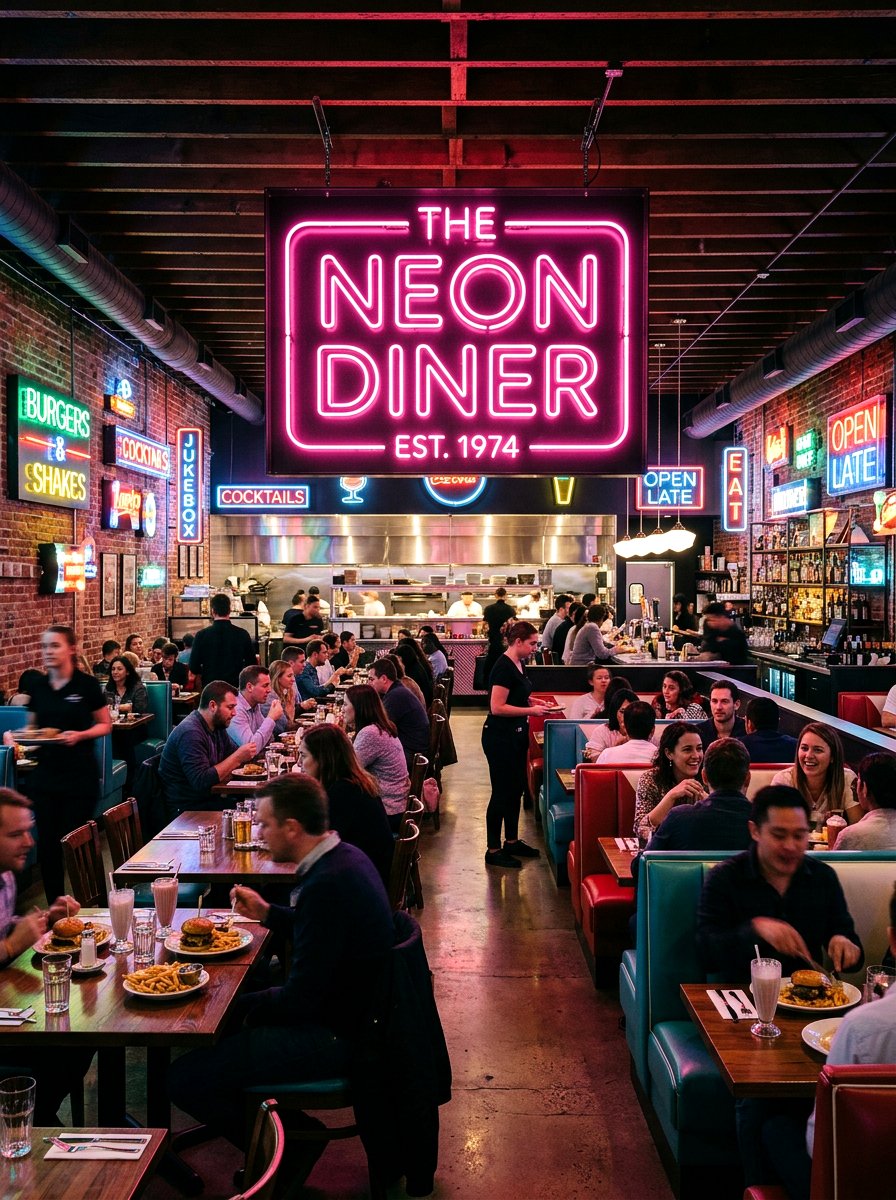 Neon sign dining room - 30 art filled dining room ideas
