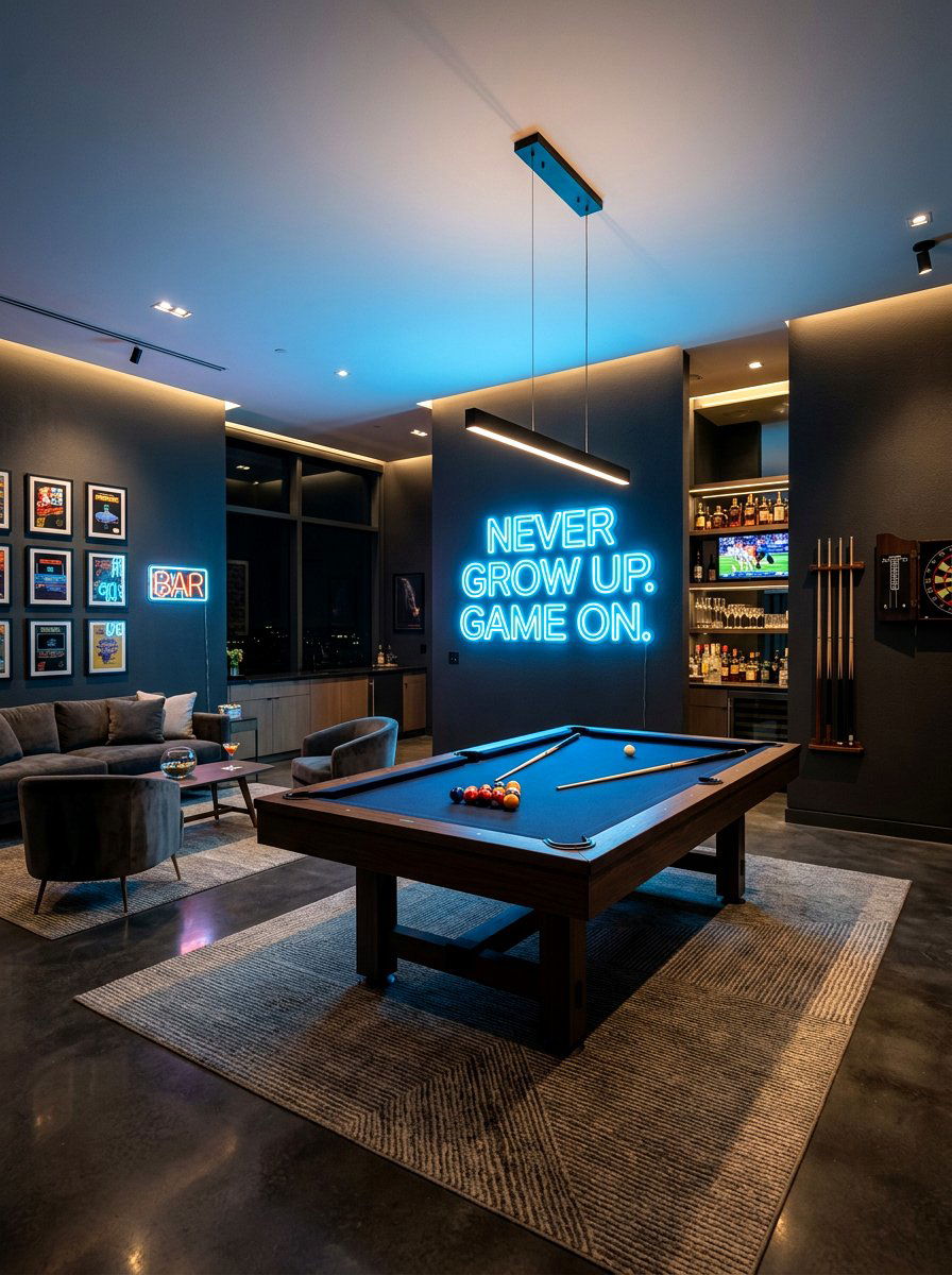 Neon wall sign - 30 long wall decor ideas