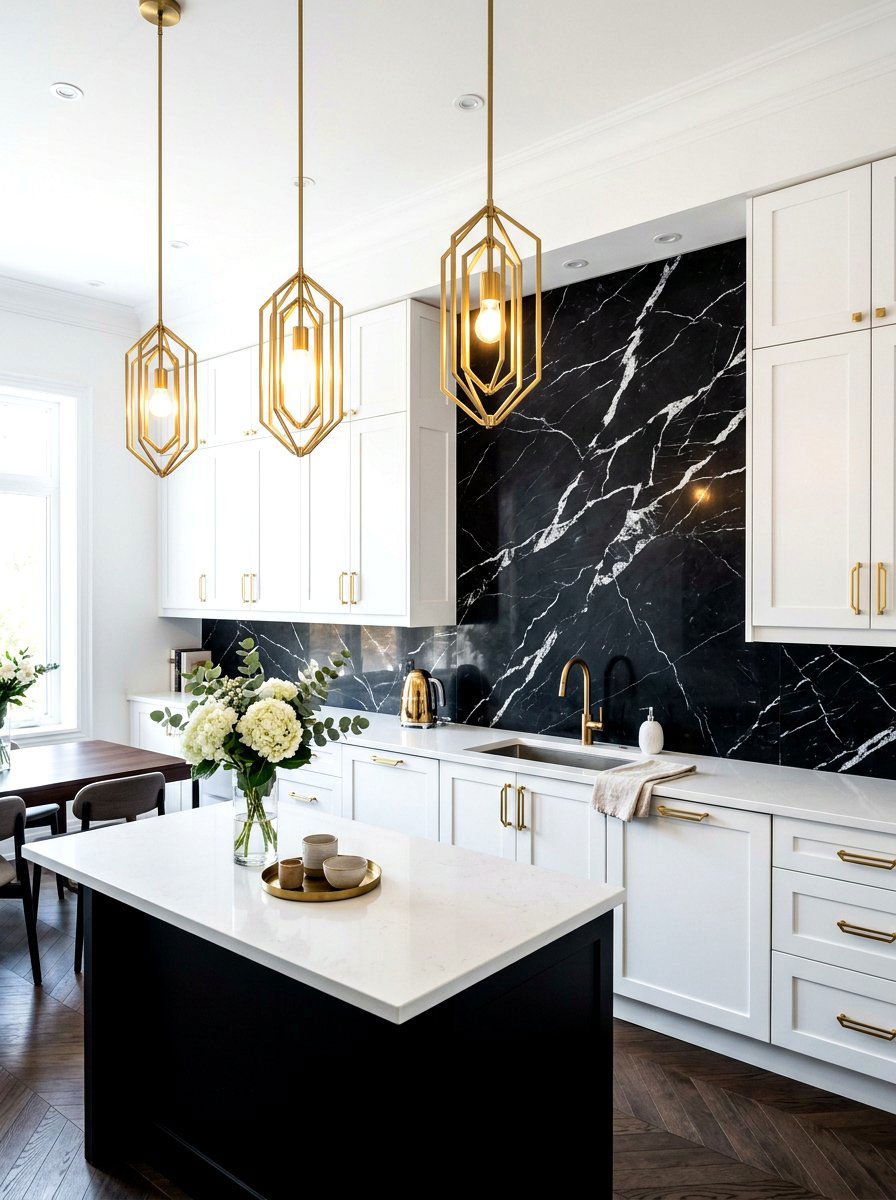Nero marquina backsplash - 30 slab stone backsplash ideas