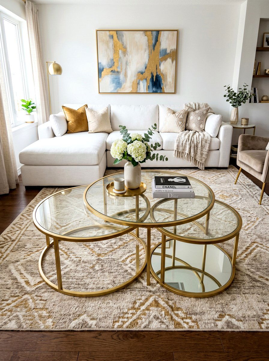 Nested Coffee Tables - 30 first apartment living room ideas