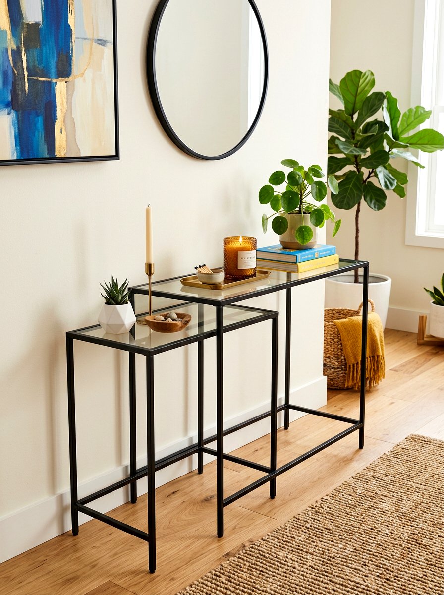 Nested Console Tables - 30 slim console apartment ideas