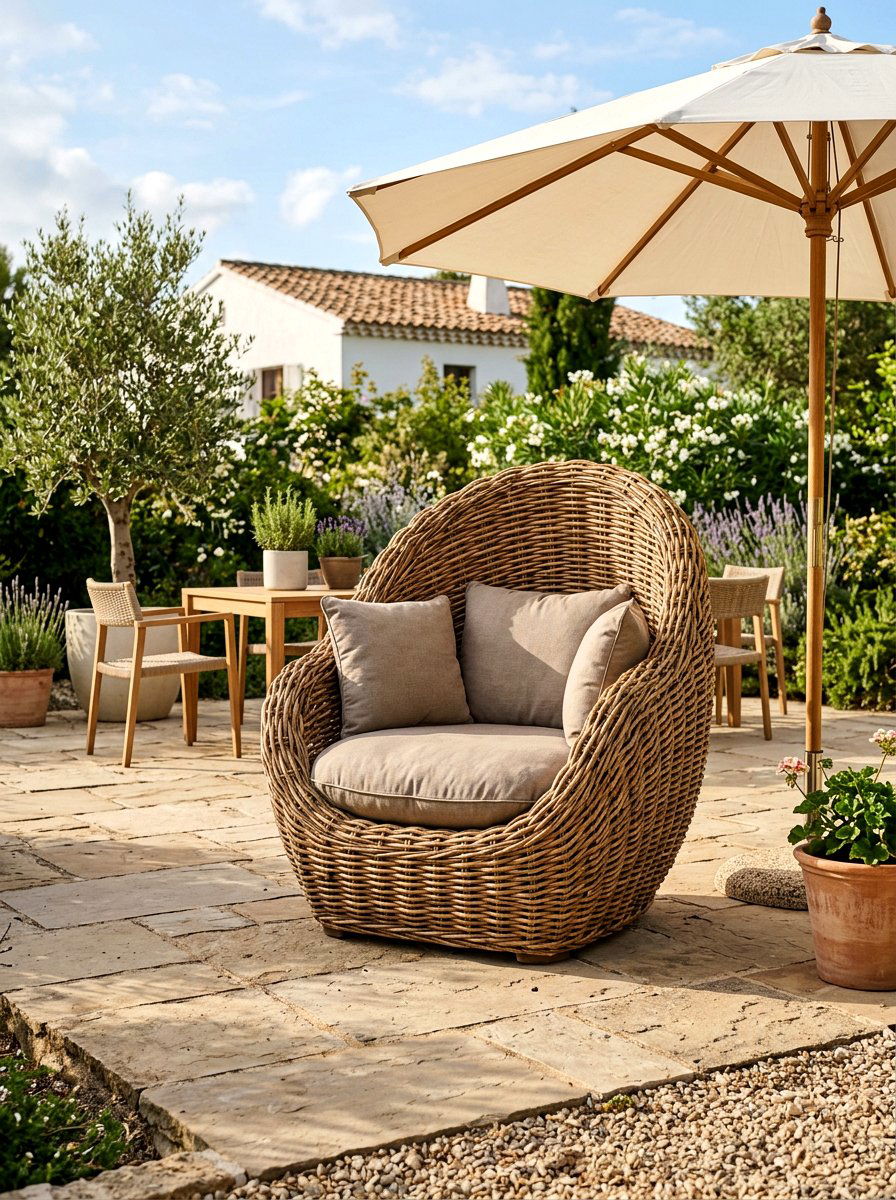 Nested Rattan Garden Chair - 30 cocoon patio chair ideas
