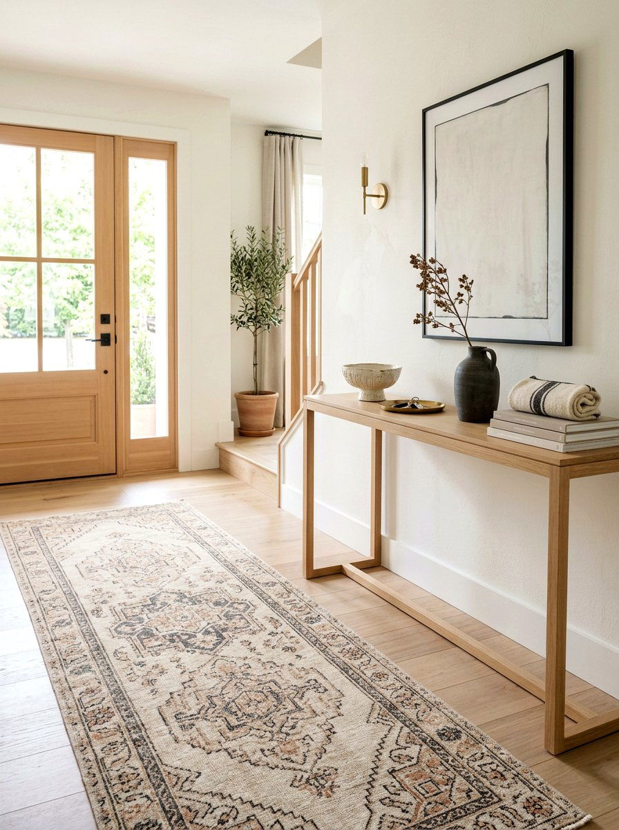 Neutral Antique Rug Entrance - 30 antique rug foyer ideas