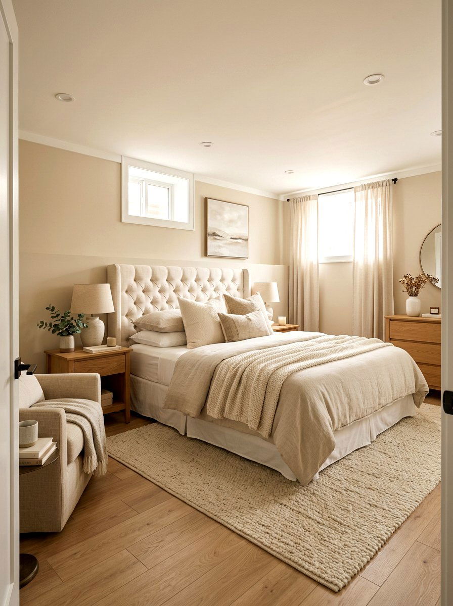 Neutral Basement Guest Room - 30 basement bedroom ideas