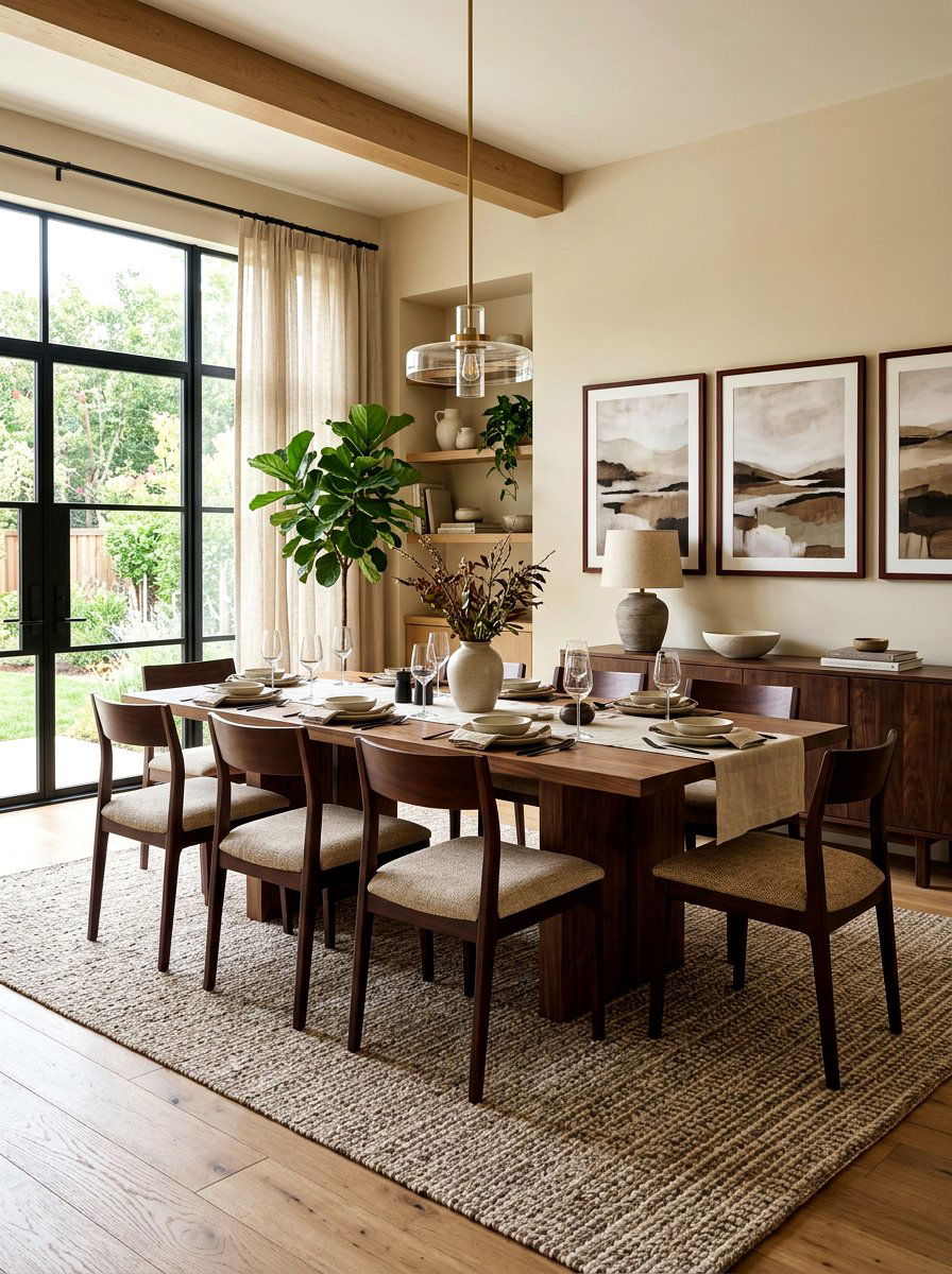 Neutral Beige and Brown Dining Room - 30 brown dining room decor ideas