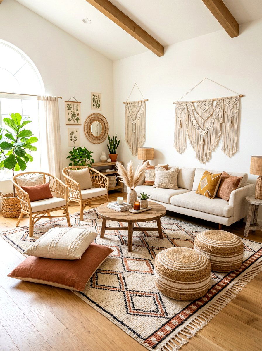 Neutral Boho Living Room - 30 neutral living room ideas
