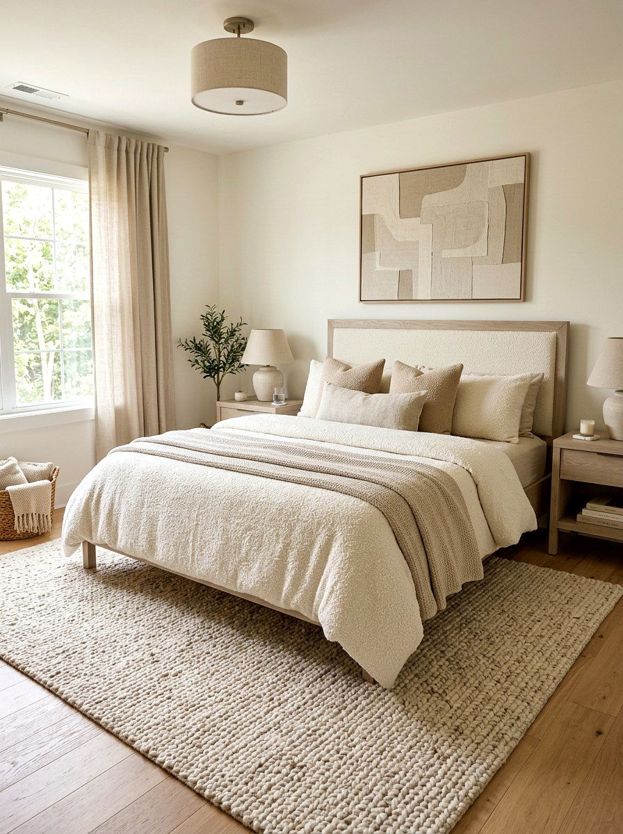 Neutral Boucle Bedroom Decor - 30 boucle bedroom ideas