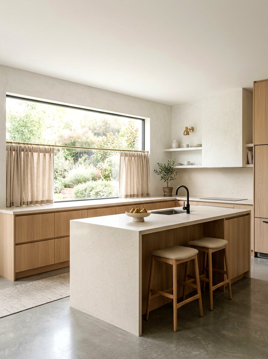 Neutral Cafe Curtain Kitchen - 30 cafe curtain kitchen ideas
