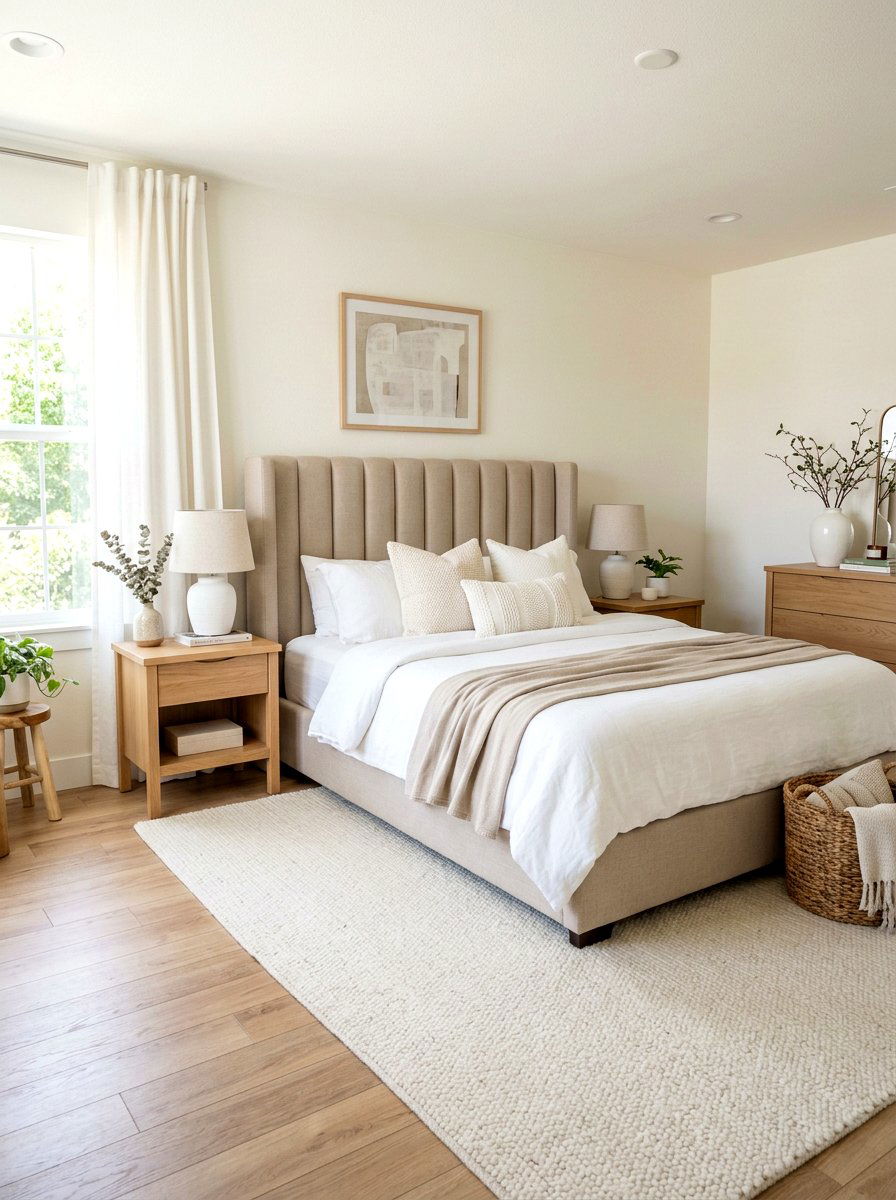 Neutral Channel Tufted Bed - 30 channel tufted bed ideas