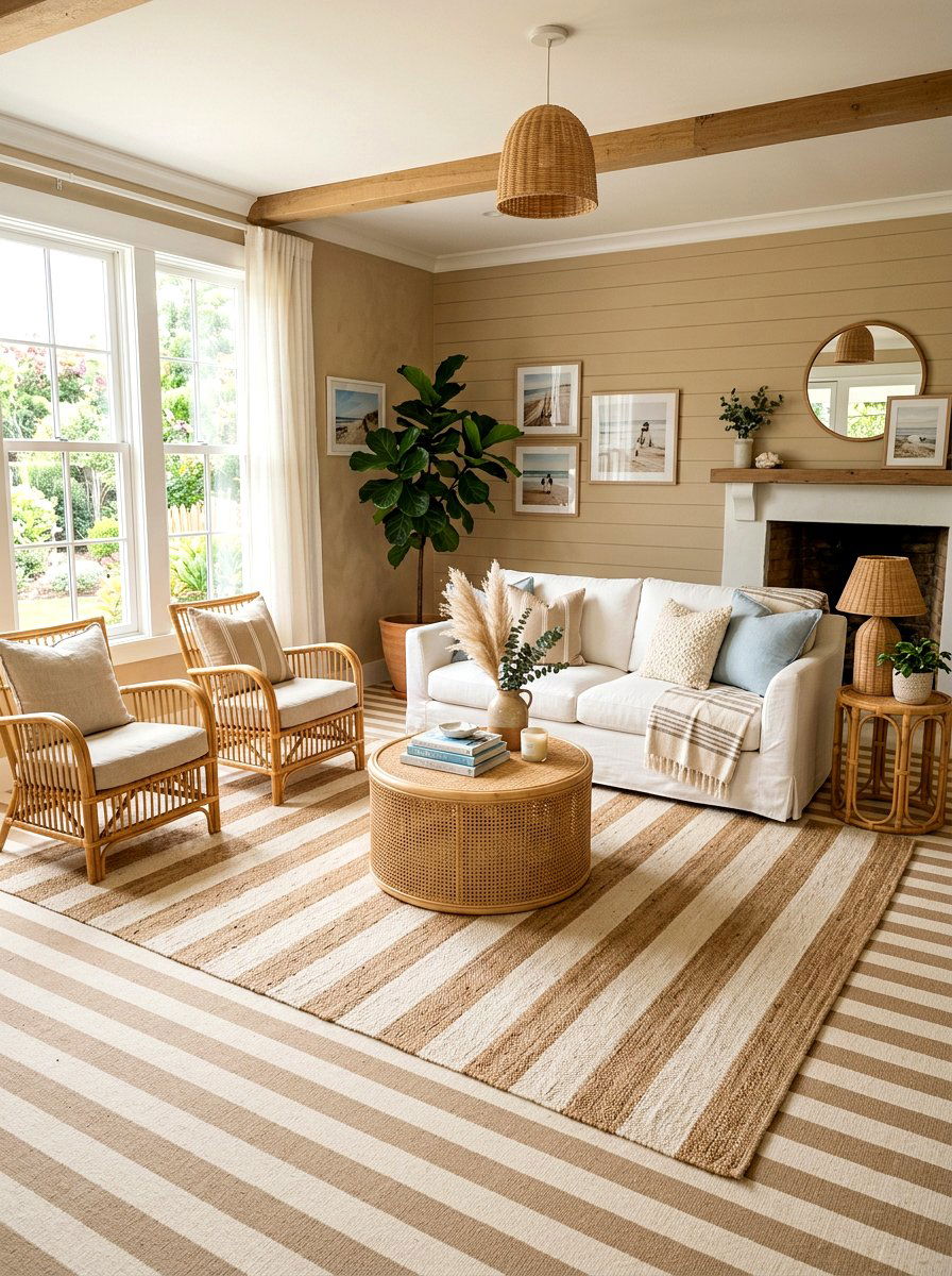 Neutral Circus Stripe Flooring - 30 circus stripe living room ideas