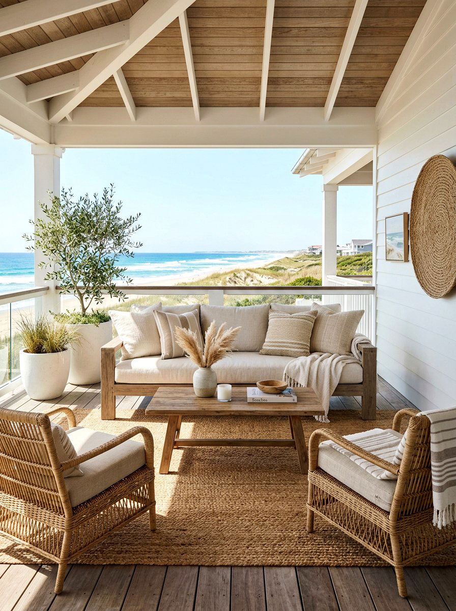 Neutral Coastal Porch - 30 seaside porch ideas