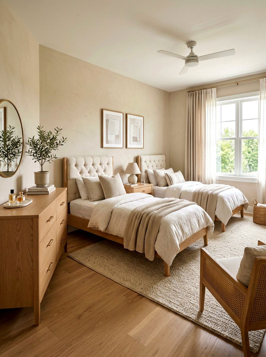 Neutral Color Bedroom - 30 girls shared bedroom ideas