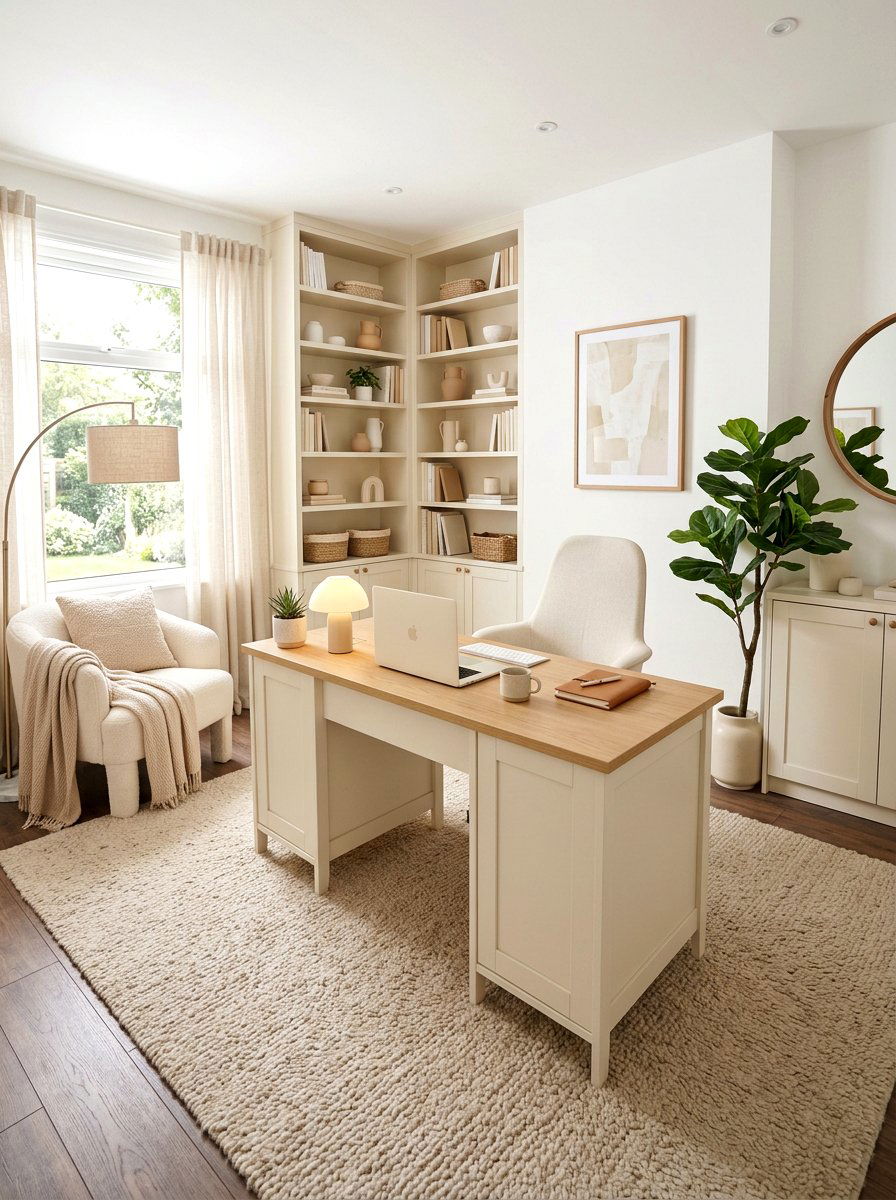Neutral Color Palette - 30 calming home office ideas