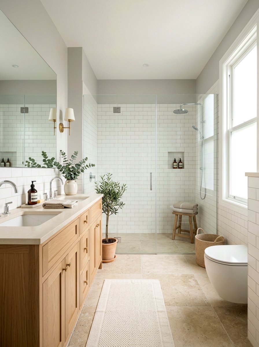 Neutral Color Palette - 30 cottage farmhouse bathroom ideas