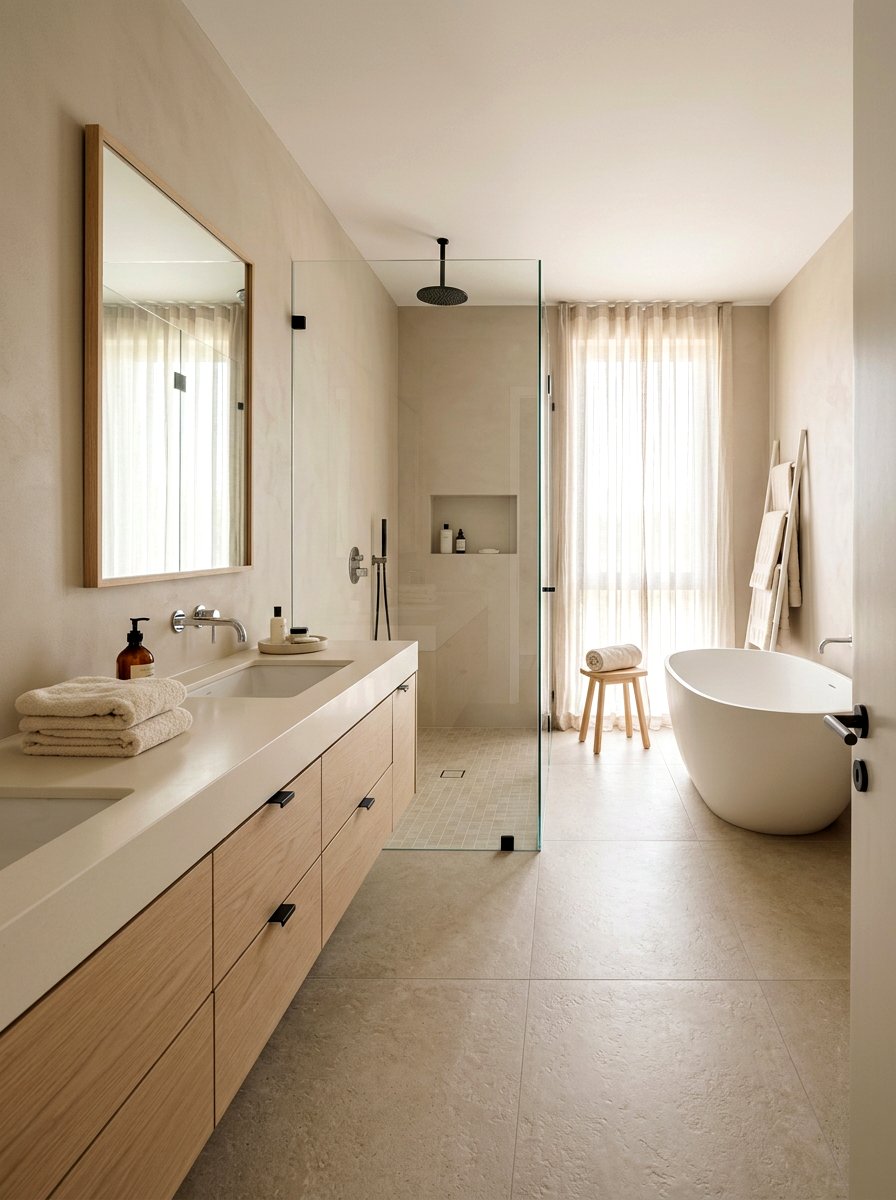 Neutral Color Palette - 30 rustic spa bathroom ideas