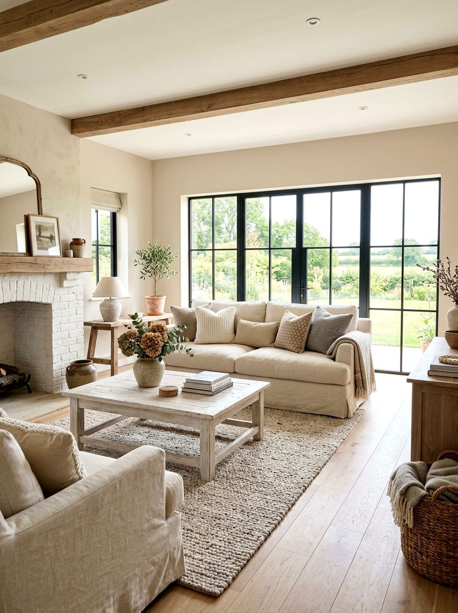Neutral Color Palette Farmhouse - 30 rustic farmhouse living room ideas
