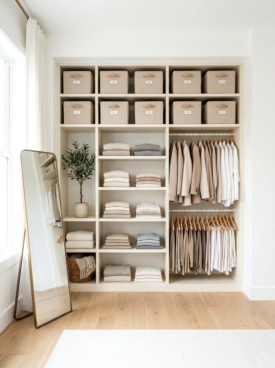 Neutral Color Palette Storage - 30 minimal closet organization ideas