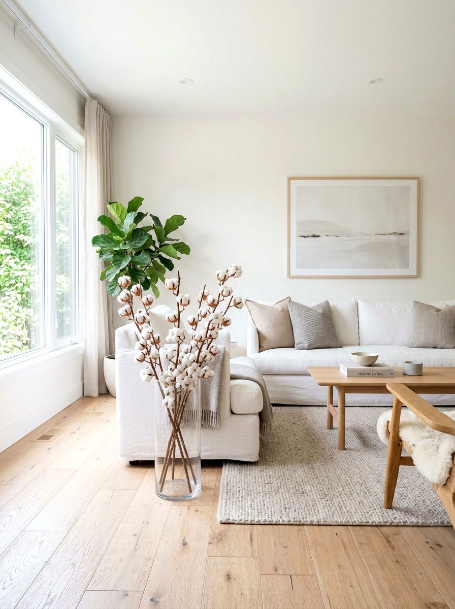 Neutral Cotton Stem Vase - 30 natural harvest decor ideas