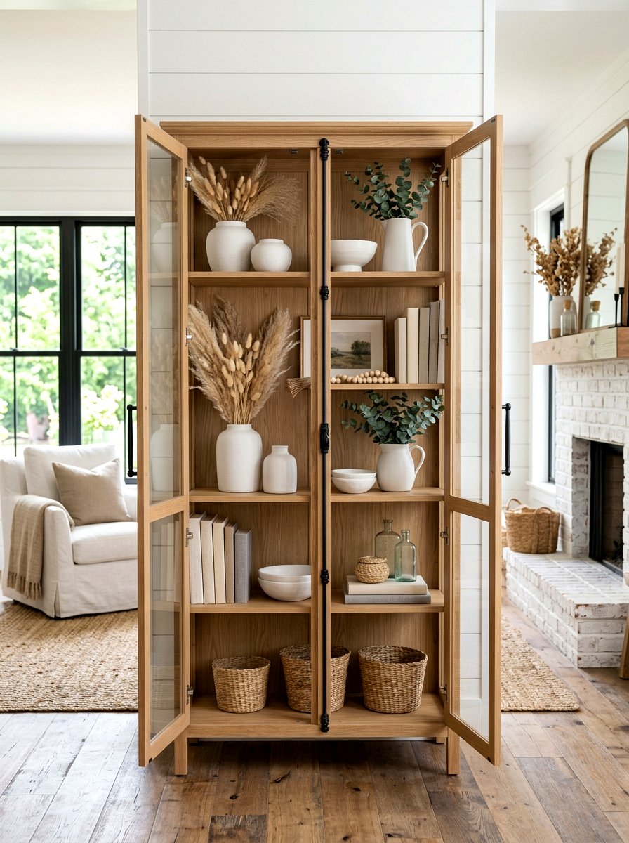 Neutral Curio Cabinet Styling - 30 curio cabinet styling ideas