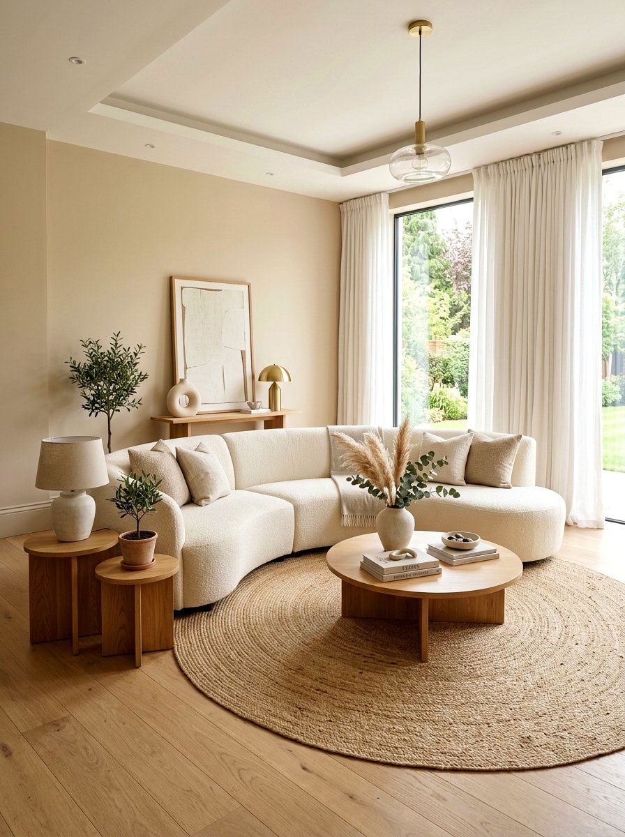 Neutral Curved Sectional Living Room - 30 curved sectional living room ideas