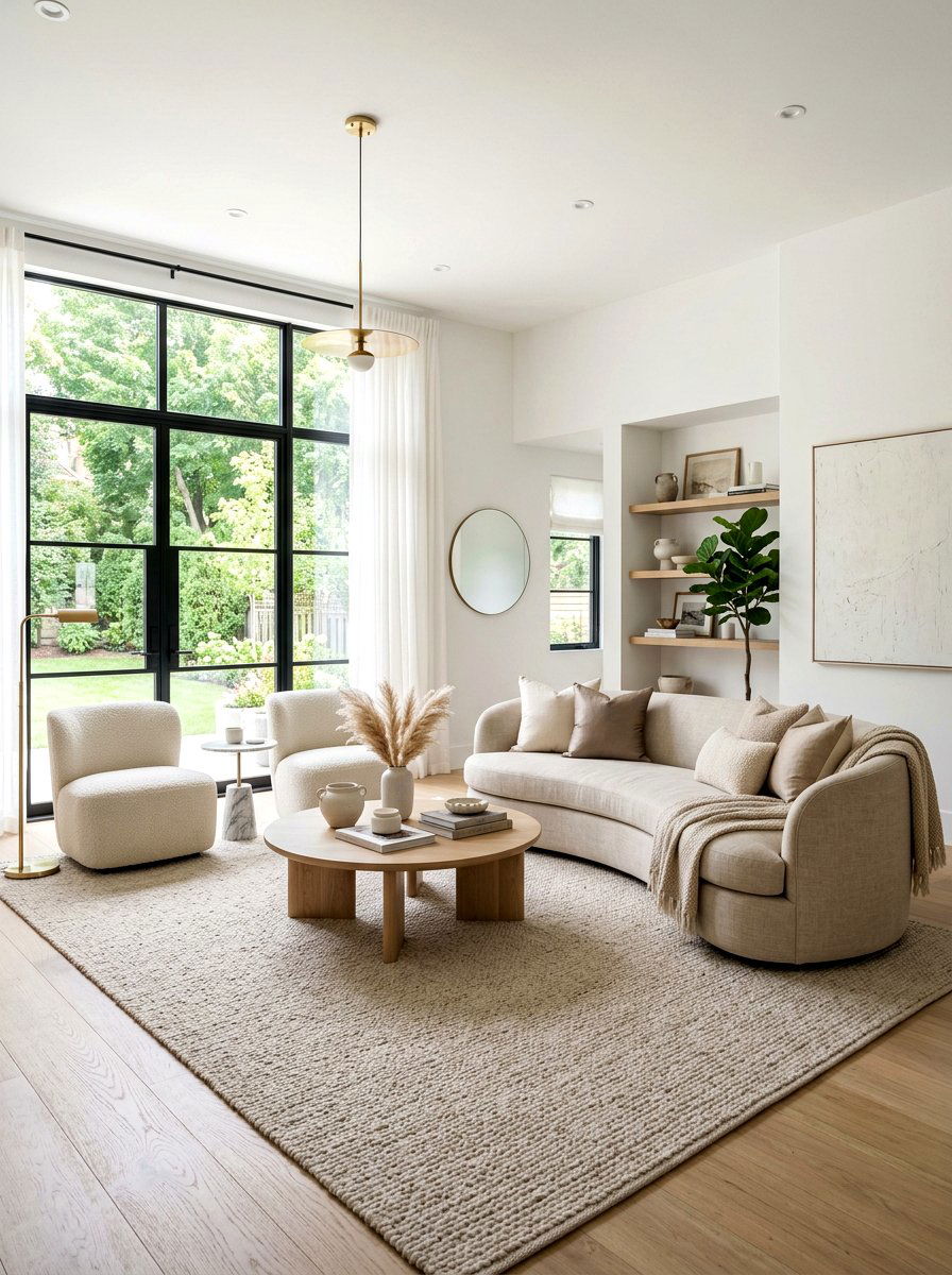 Neutral Curved Sofa - 30 curved sofa living room ideas