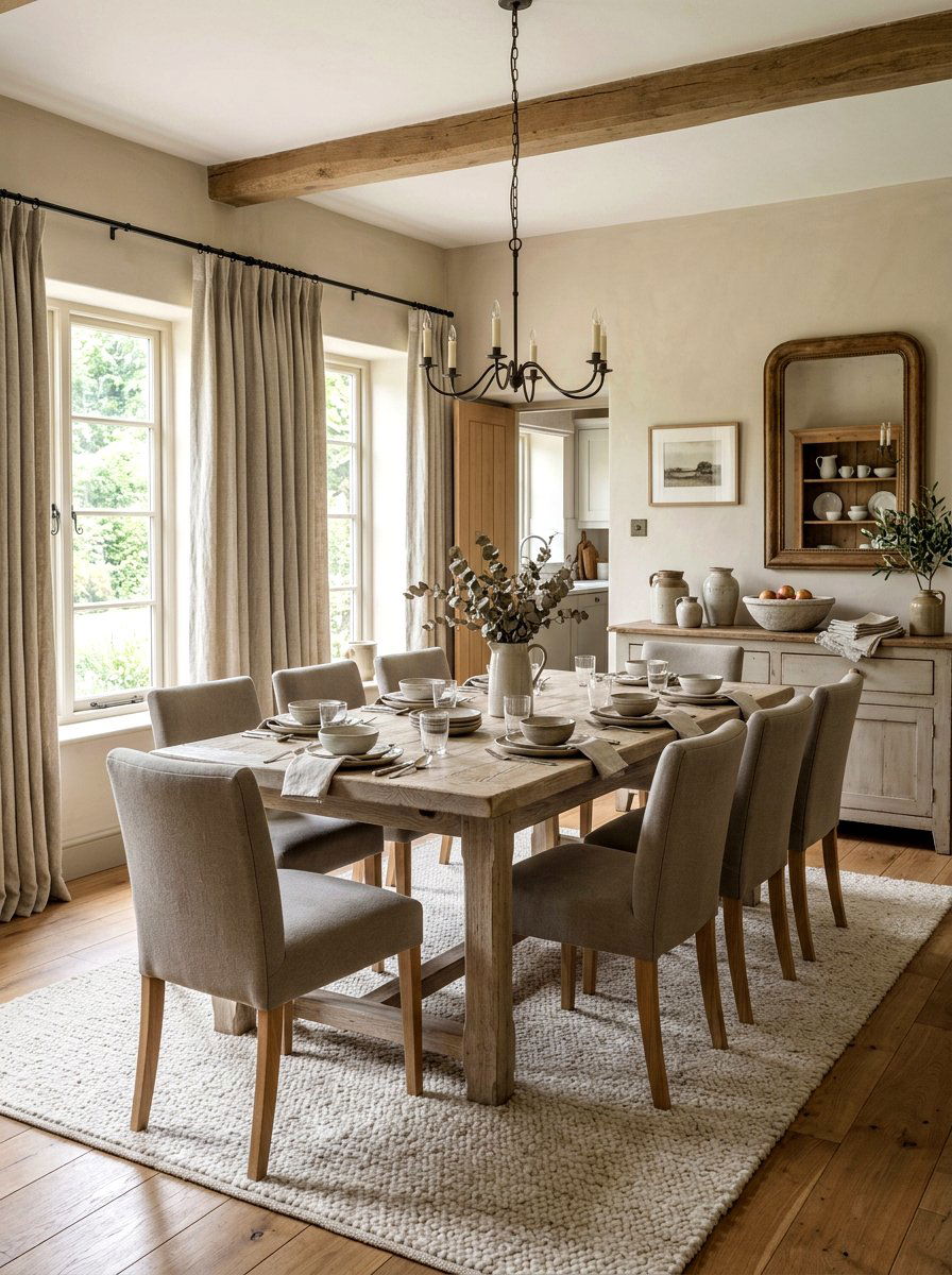 Neutral Farmhouse Dining Room - 30 farmhouse dining room ideas