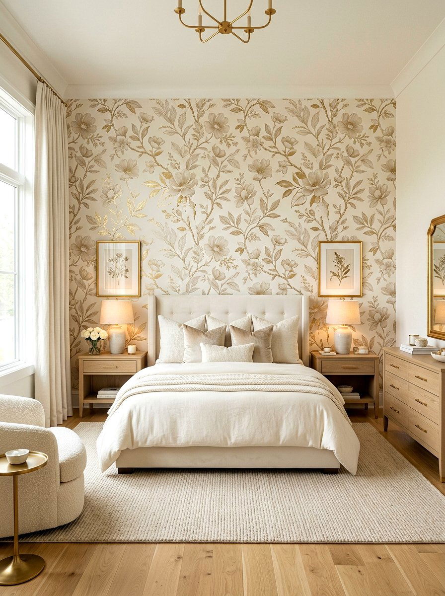 Neutral Floral Wallpaper - 30 floral wallpaper bedroom ideas