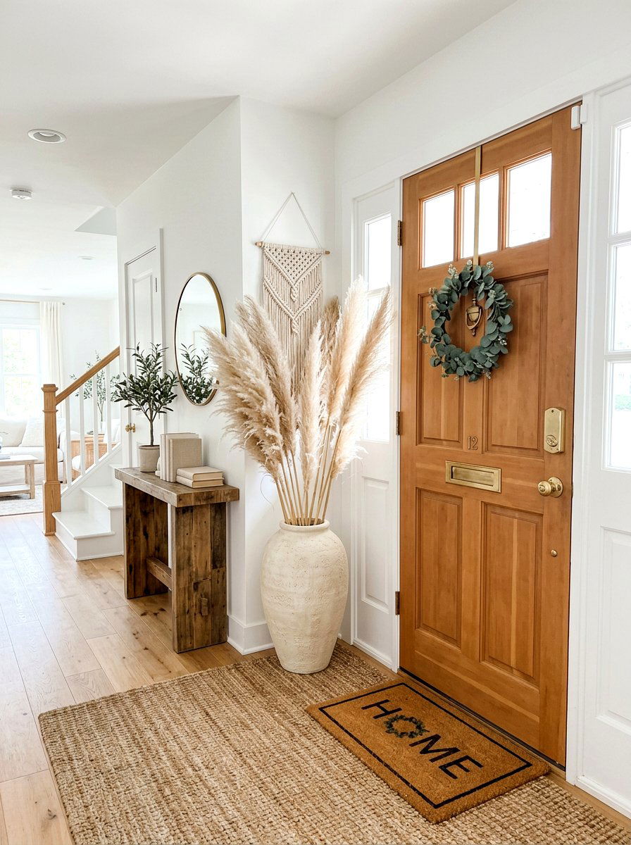 Neutral Grass Stems - 30 fall entryway decor ideas