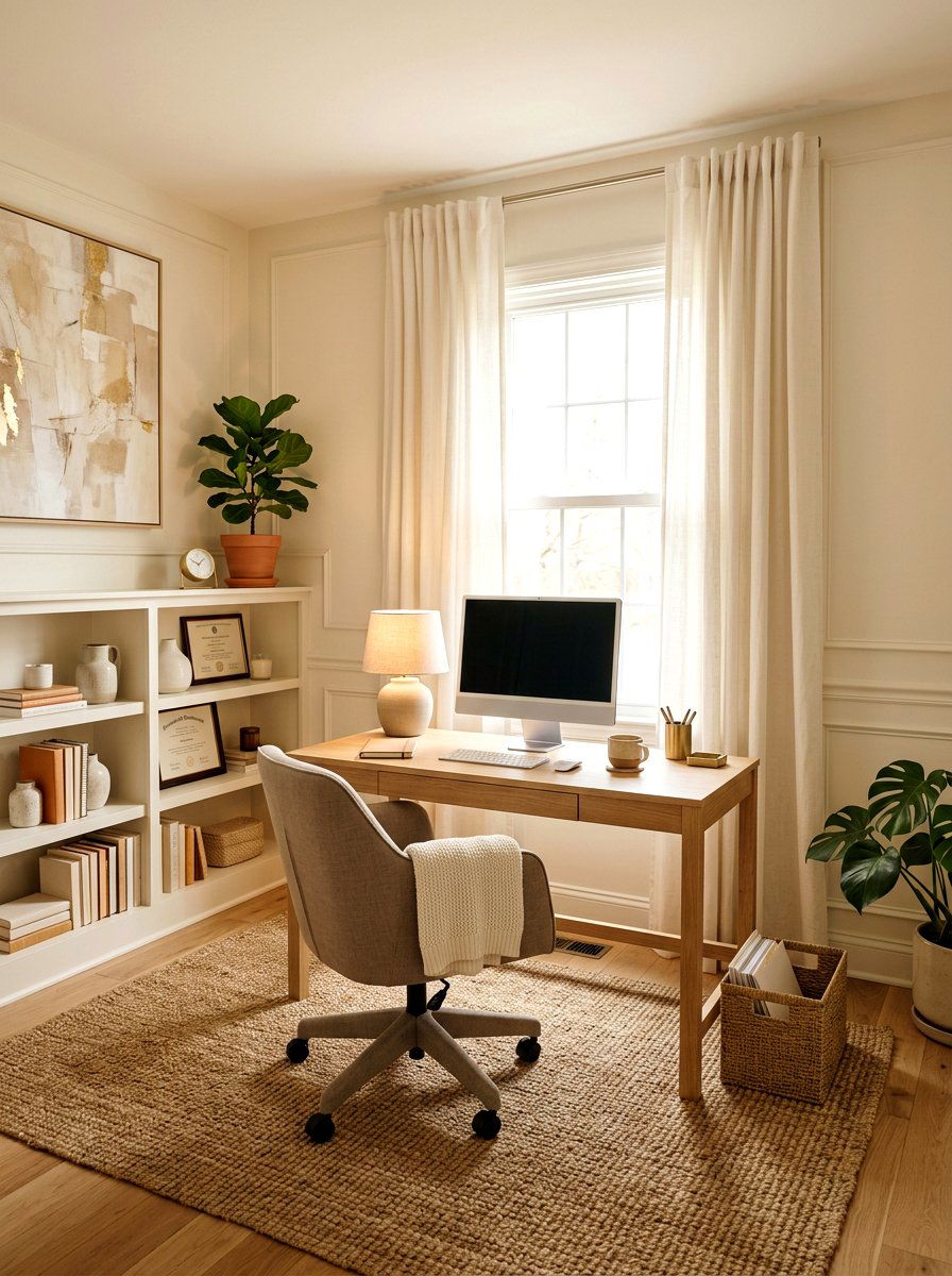 Neutral Home Office - 30 feminine office ideas