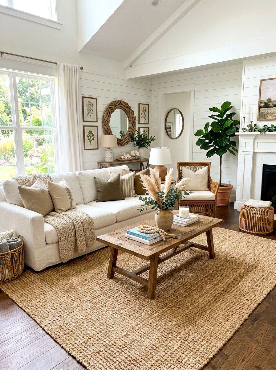 Neutral Jute Rug Living Room - 30 living room rug ideas