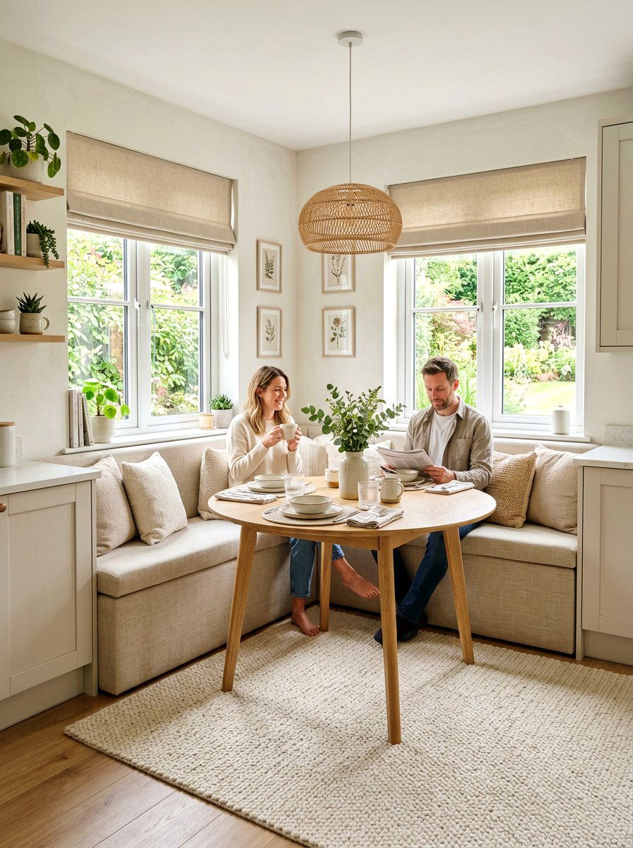 Neutral Kitchen Nook - 30 window breakfast nook ideas