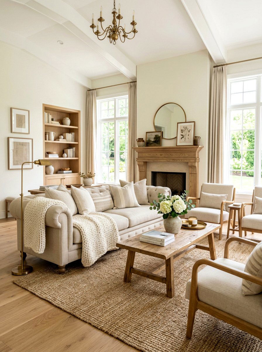 Neutral Layered Traditional Living Room - 30 layered traditional living room ideas