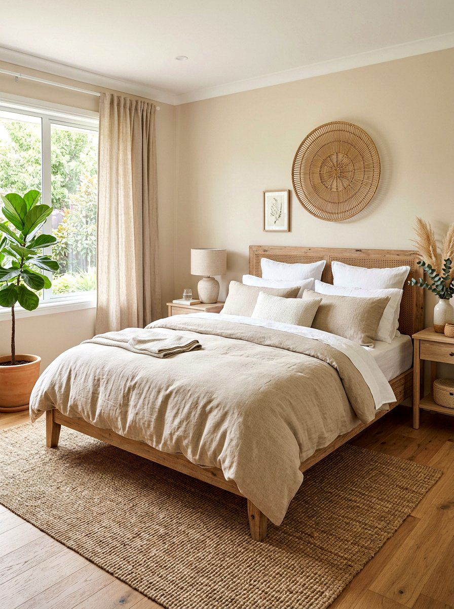Neutral Linen Bedding - 30 guest room bedding ideas