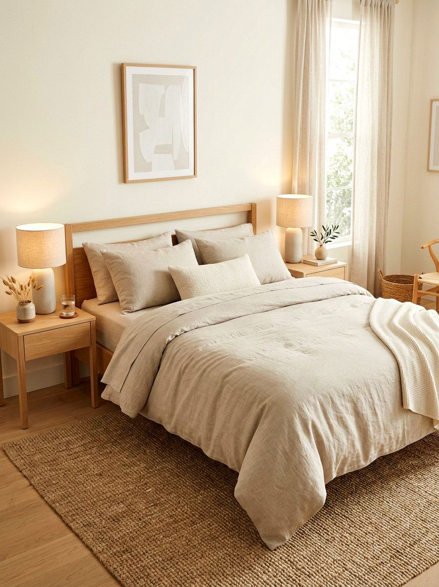 Neutral Linen Bedding Style - 30 cozy bedscape ideas