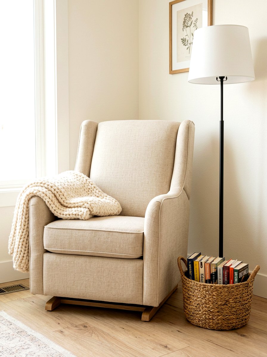 Neutral Linen Corner - 30 nursery reading nook ideas