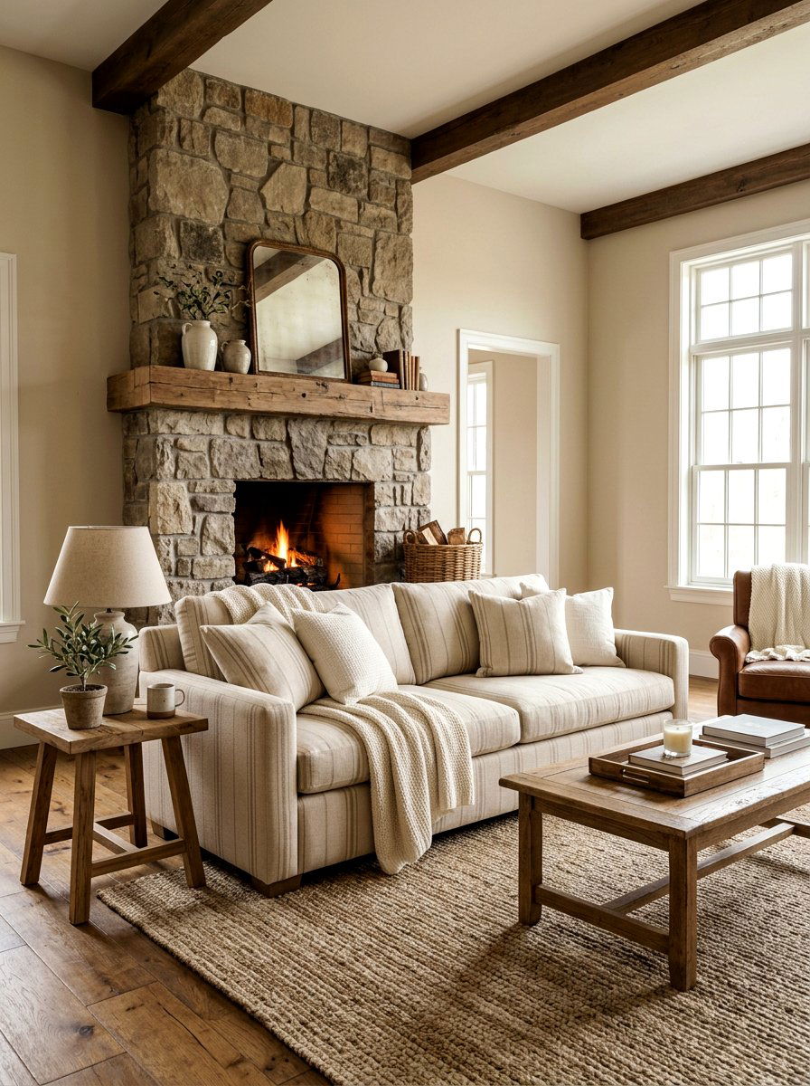 Neutral Linen Striped Sofa - 30 striped sofa ideas